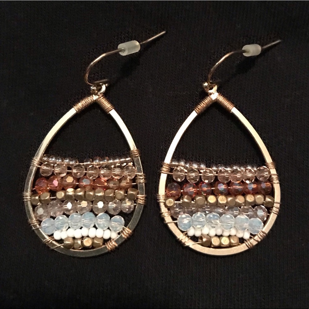 Gold Beaded Teardrop Earrings